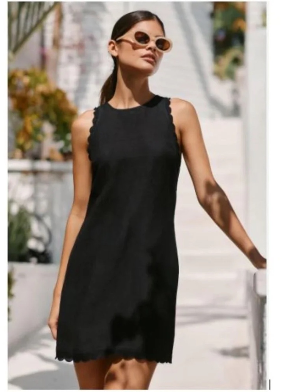 By Anthropologie Scalloped Tie Back Mini Dress